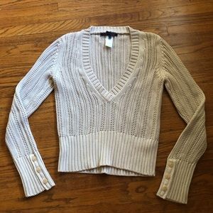 Les Copains Cropped Tan Cotton Sweater